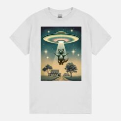 Ufo Flying Saucer Abducting Raccoon Funny Alien Racoon Unisex T-Shirt