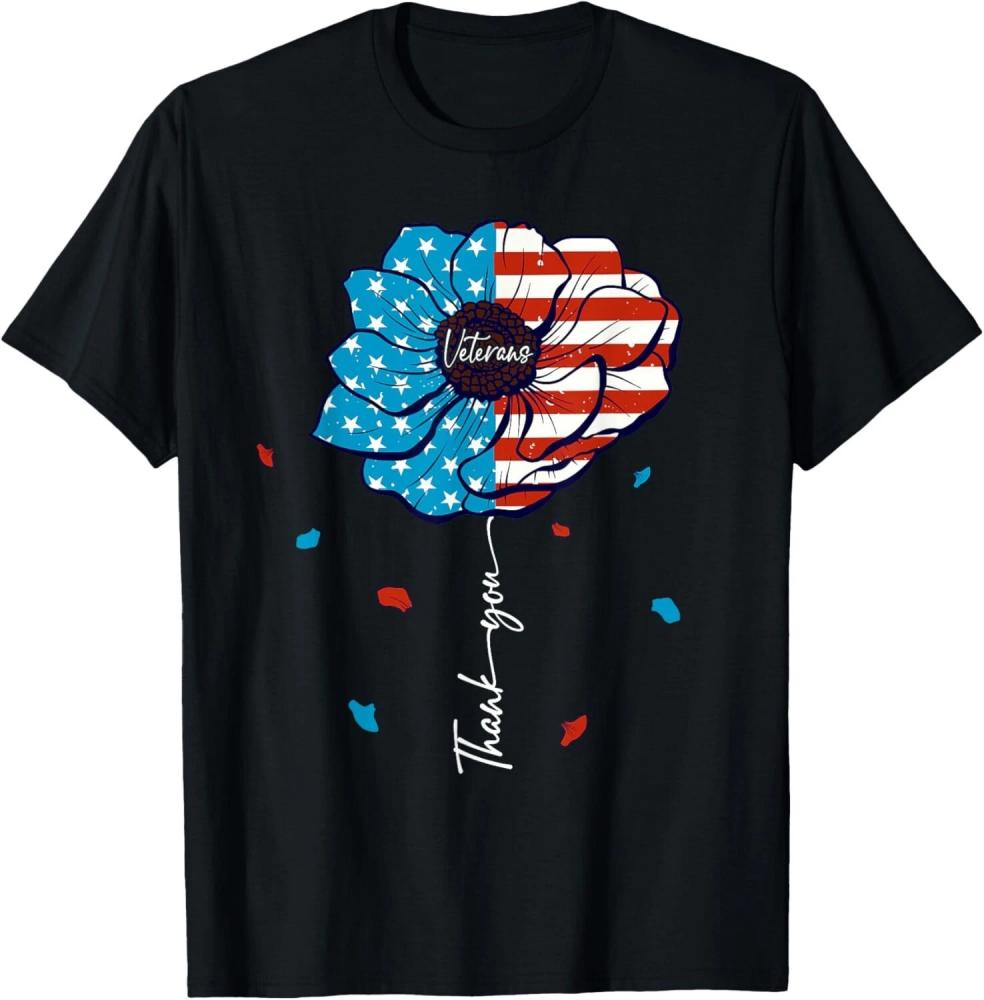 Veterans Day American flag flower shirt
