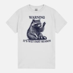 Warning Wet Fart Funny Meme Racoon Retro Humor Sarcastic Unisex T-Shirt