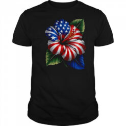 American Flag Hibiscus Flower Patriotic Floral 4th Of July shirt