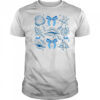 Blue Coquette Bow Seashell Retro Beach Summer Vibes Girls shirt