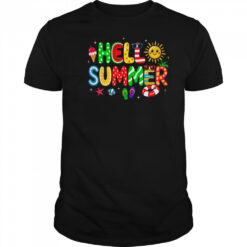 Hello Summer Vacation Ice Cream Popsicle Watermelon Beach shirt