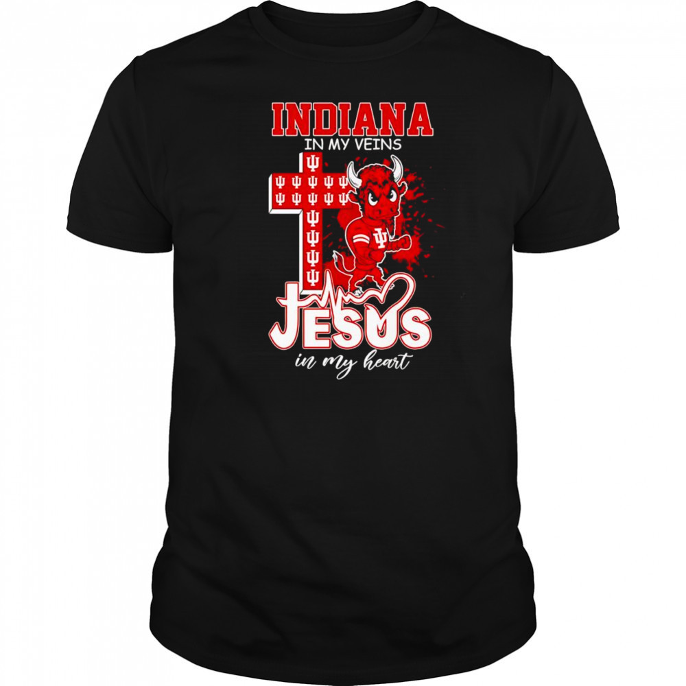 Indiana in my veins Jesus in my heart mascot shirt