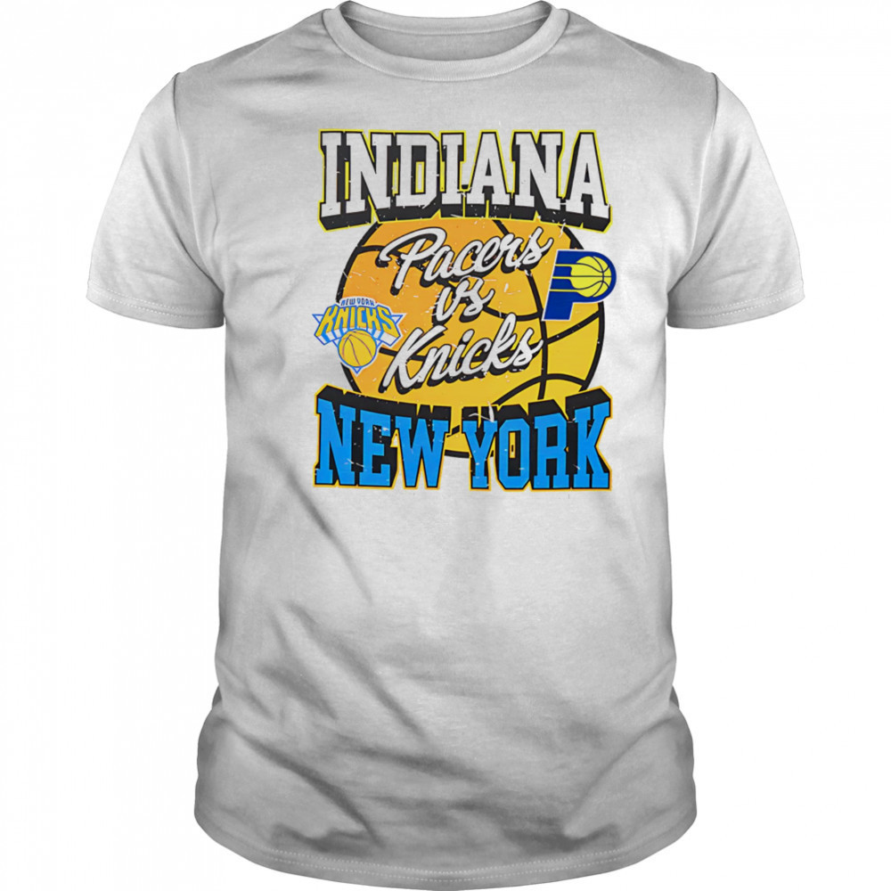 Indiana Pacers vs New York Knicks 2025 Eastern Conference Finals Match-up vintage shirt Indiana Pacers vs New York Knicks 2025 Eastern Conference Finals Match-up vintage shirt