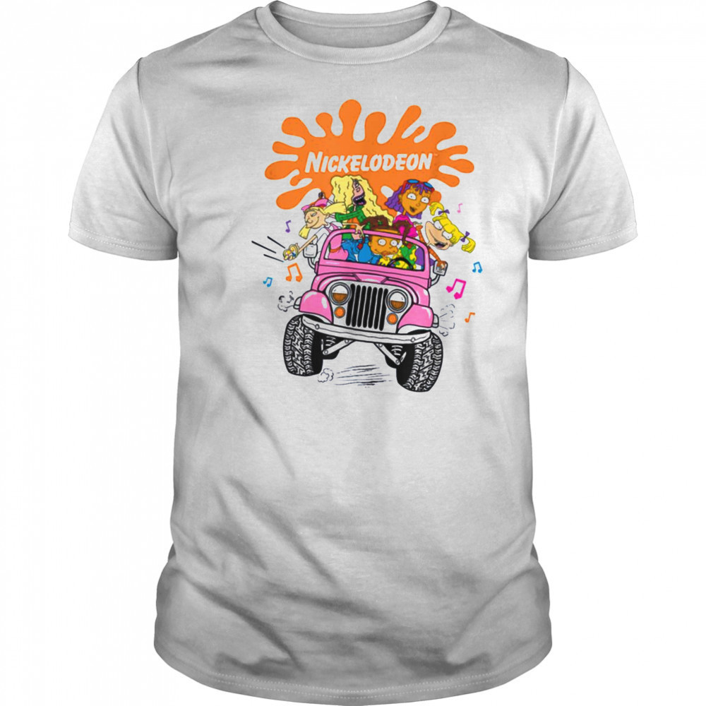 Nickelodeon Girls Jeep Ride Fun 90s Cartoon Vibes T Shirt