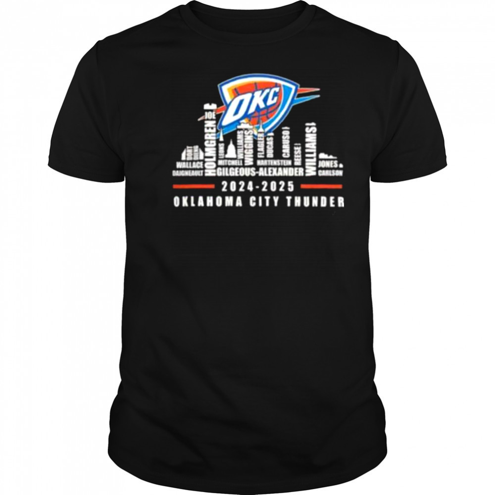 Oklahoma City Thunder 2024 2025 team roster city skyline shirt