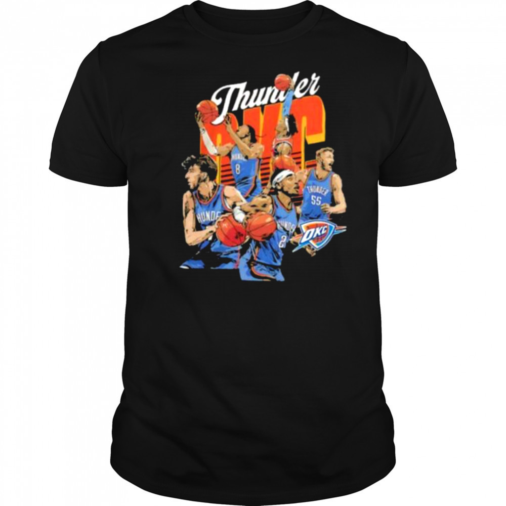 Oklahoma City Thunder basketball starting 5 players team stars caricature shirt