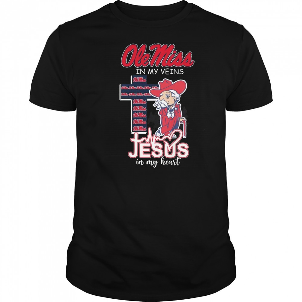 Ole Miss Rebels In My Veins Jesus In My Heart Mascot 2025 Shirt