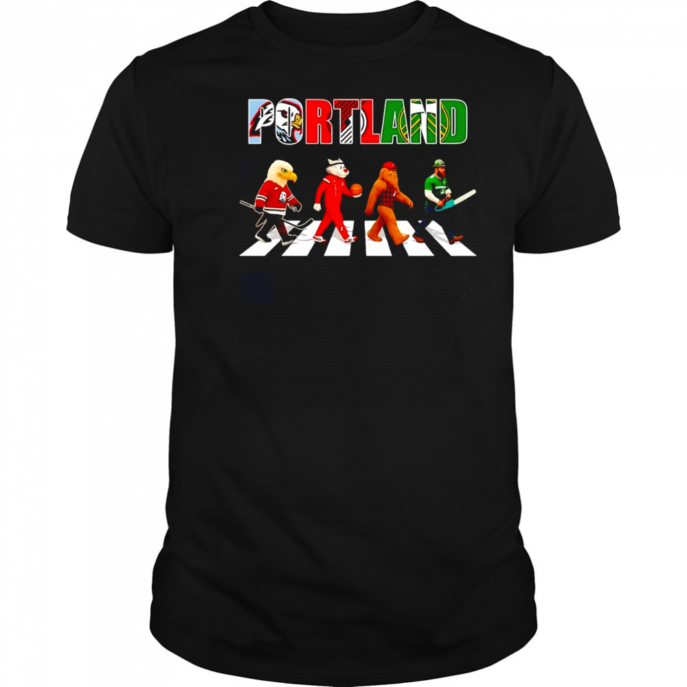 Portland sports mascot Abbey Road cross road shirt