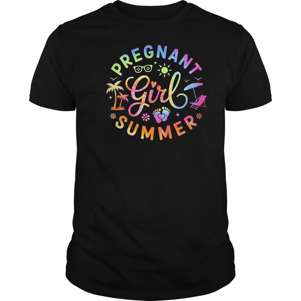 Pregnant Girl Summer Pregnancy Reveal Baby Announcement shirt