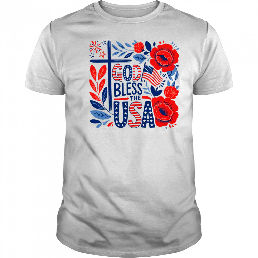 Retro Boho Floral God Bless The USA Christian 4th Of July shirt Retro Boho Floral God Bless The USA Christian 4th Of July shirt