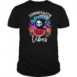 Retro Ghost Summerween Vibe Watermelon Ghost Summer Skeleton shirt