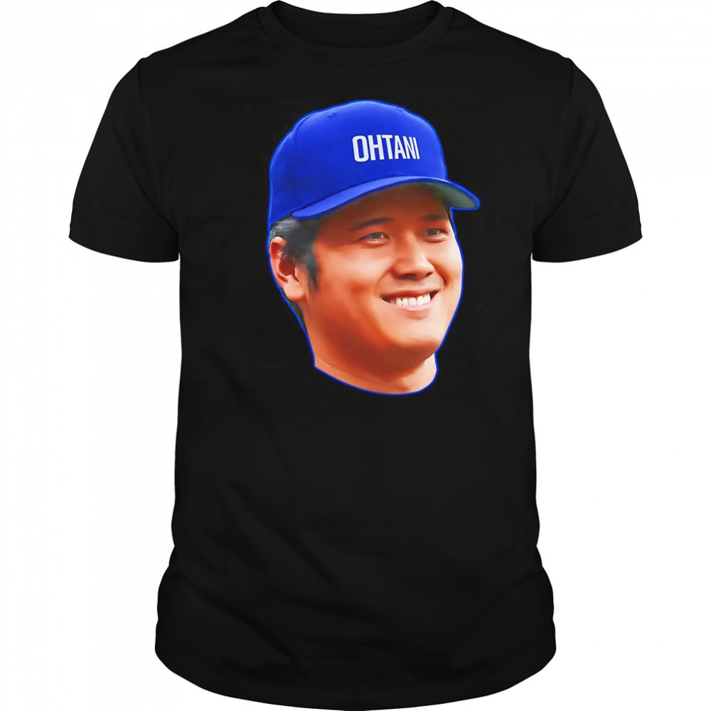 Shohei Ohtani head in the game shirt