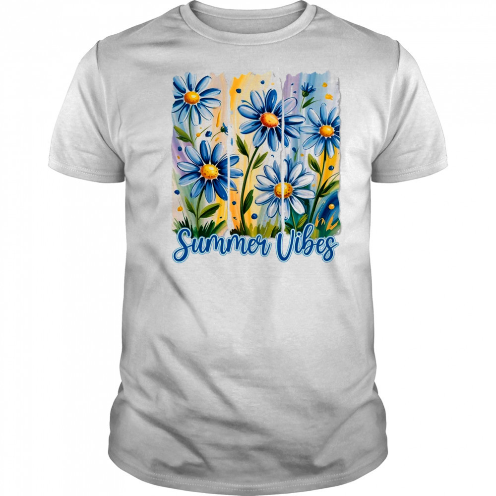 Summer Vibes Blue Floral Summer Women Wildflower Graphic shirt Summer Vibes Blue Floral Summer Women Wildflower Graphic shirt