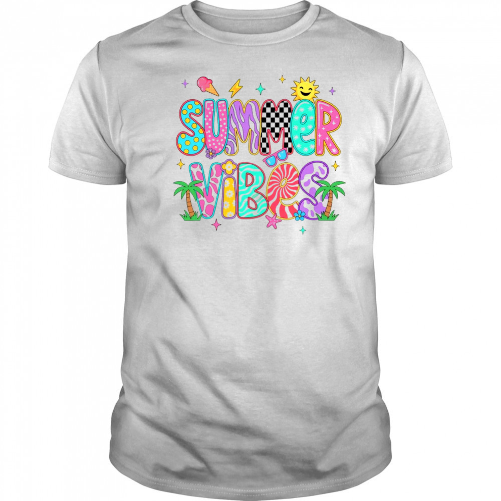 Summer Vibes Retro Hello Summer Vacation Women Girls Boys shirt Summer Vibes Retro Hello Summer Vacation Women Girls Boys shirt
