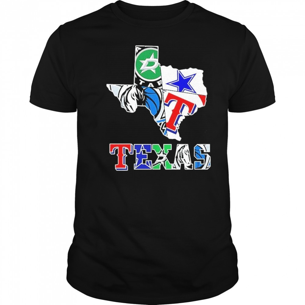 Texas Sports Teams Logo Map 2025 Shirt