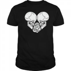 Two Skulls a heart and rose Gothic Goth Love shirt