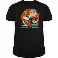 Woodstock Snoopy and Charlie Brown music is the answer shirt
