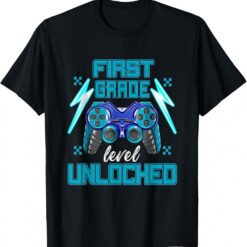 1st Grade Level Unlocked Video Game Back to School Boys T-Shirt