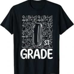 1st Grade Typography Team First Grade Teacher Back To School T-Shirt
