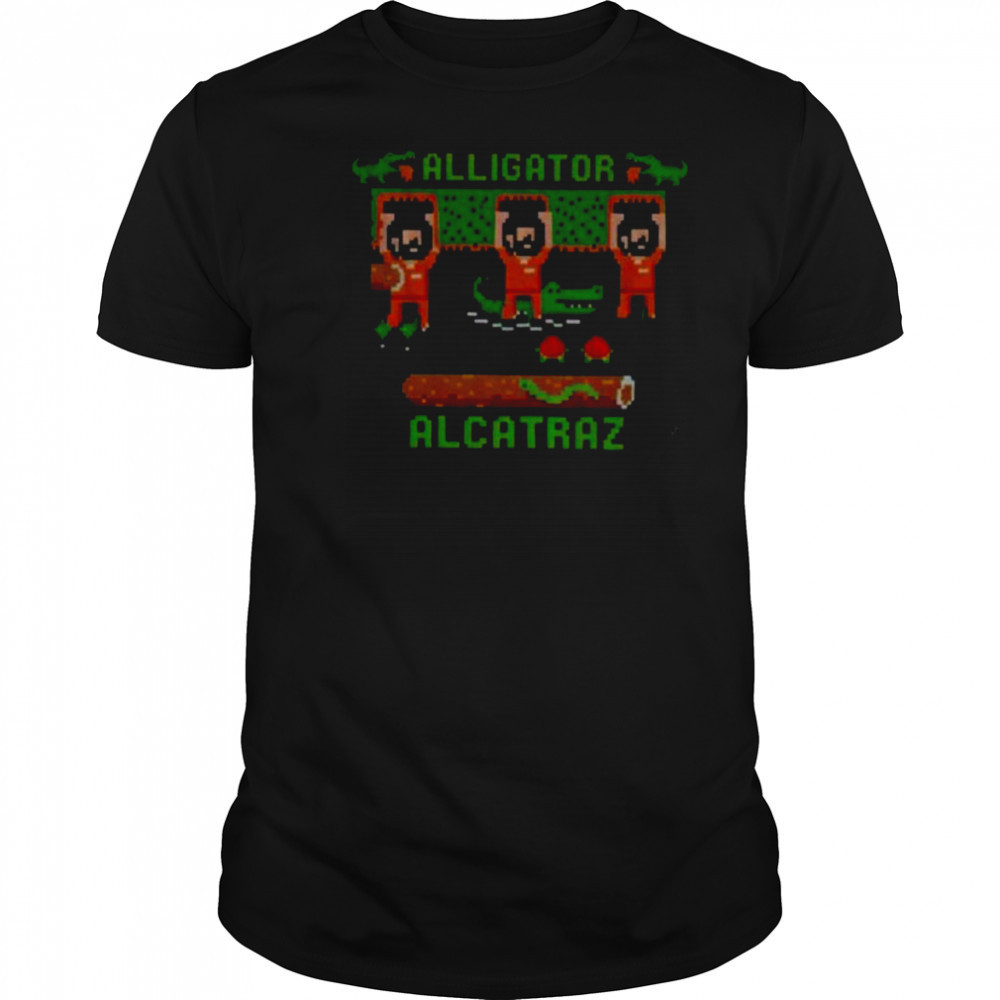 Alligator Alcatraz Trump’s Escape plan pixel art retro video game parody shirt