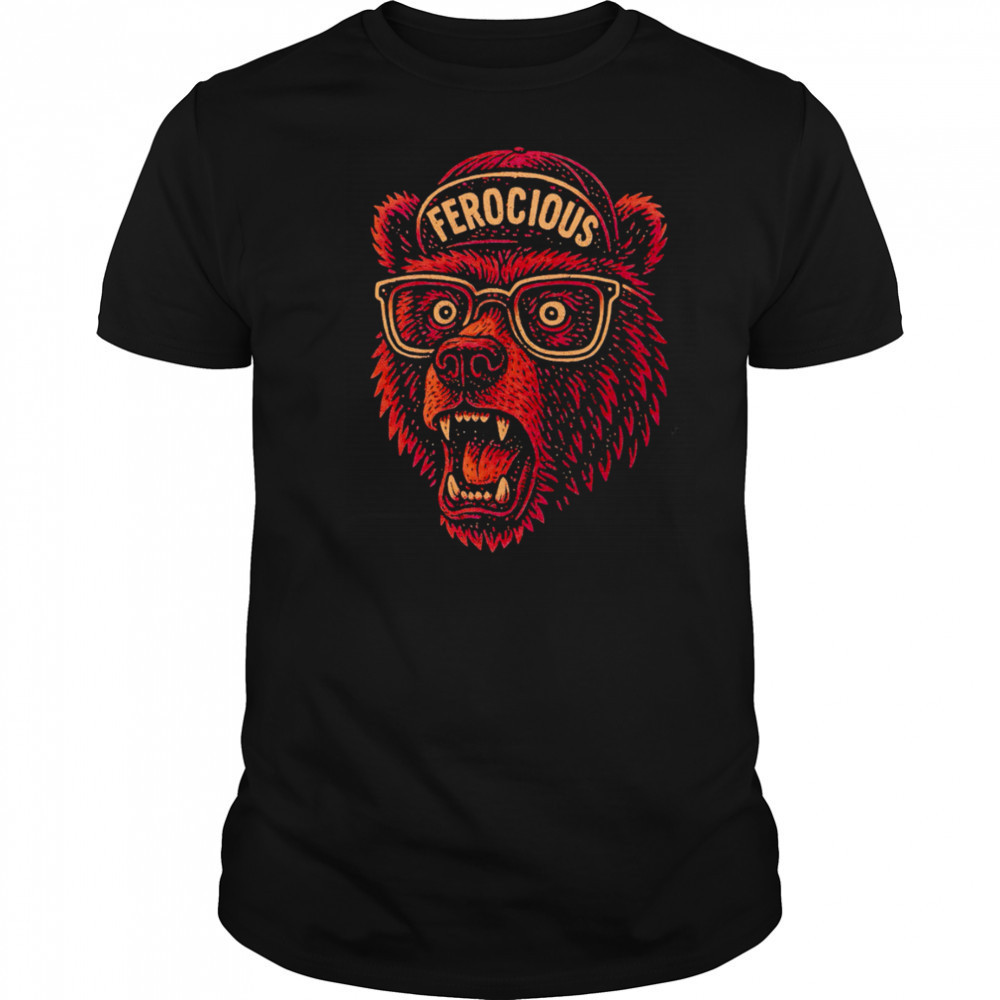 Bear Big Head Hat Ferocious shirt
