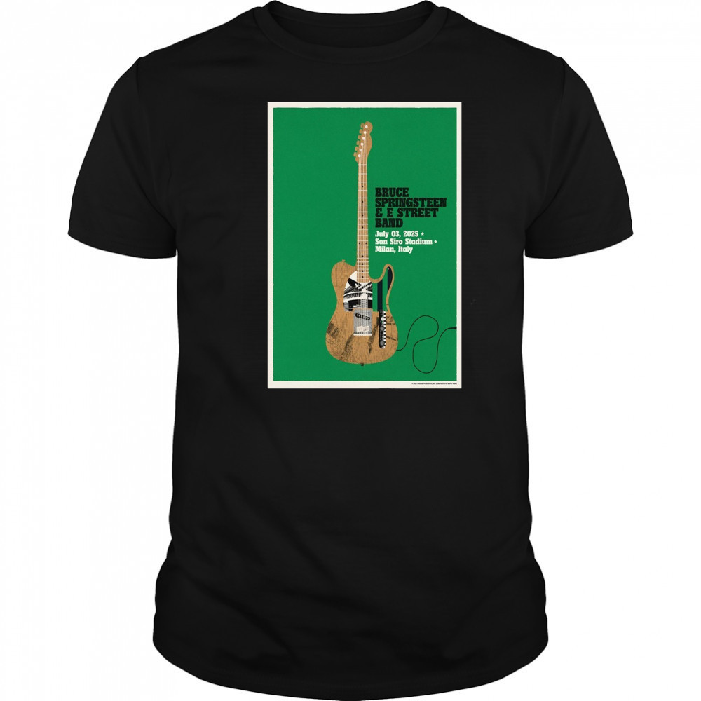 Bruce Springsteen And The E Street Band Tour Poster July 3 2025 In Milan Italy T-Shirt