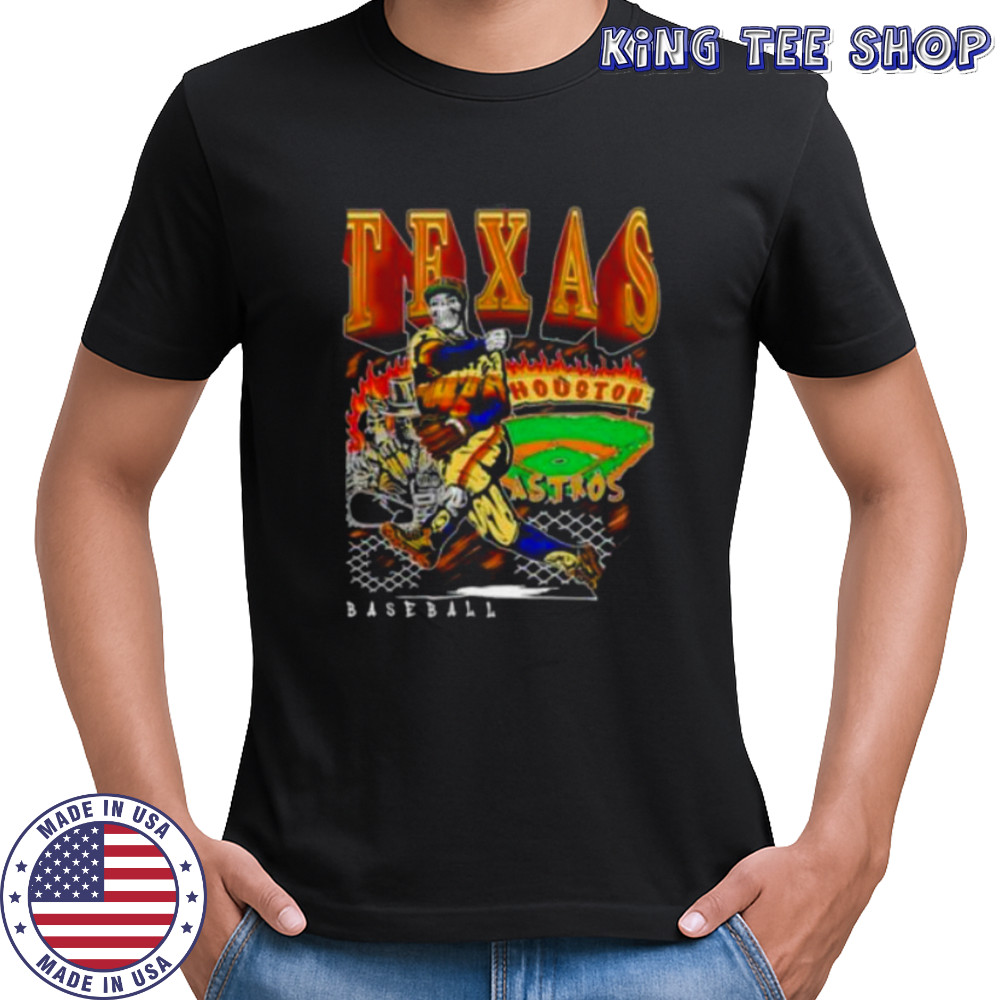 Houston Texas Baseball player skeleton art shirt