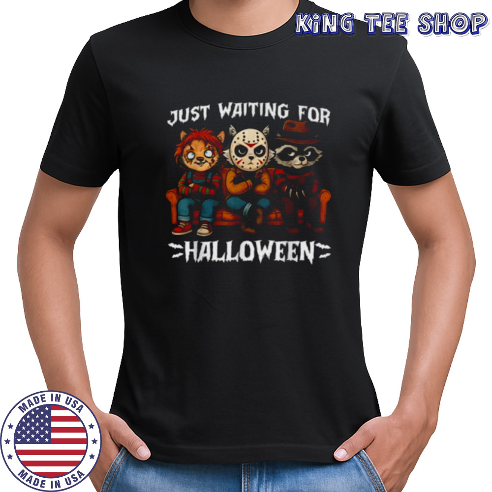 Just Waiting For Halloween Horror Raccoon Shirt