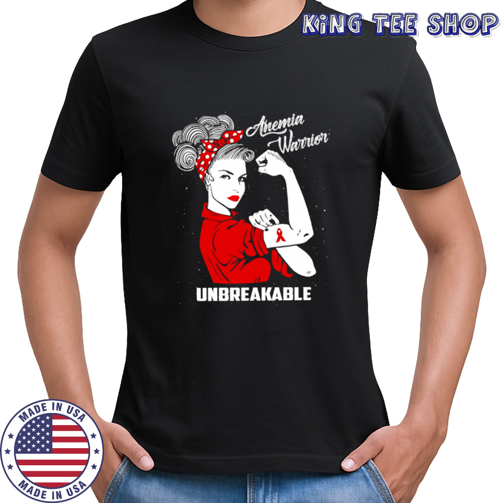 Nice Anemia Warrior Unbreakable Women Red Ribbon Awareness Month shirt