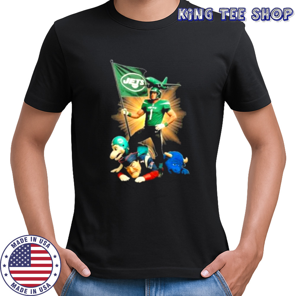 Official New York Jets Mascot Plant The Flag On NFL Teams Shirt