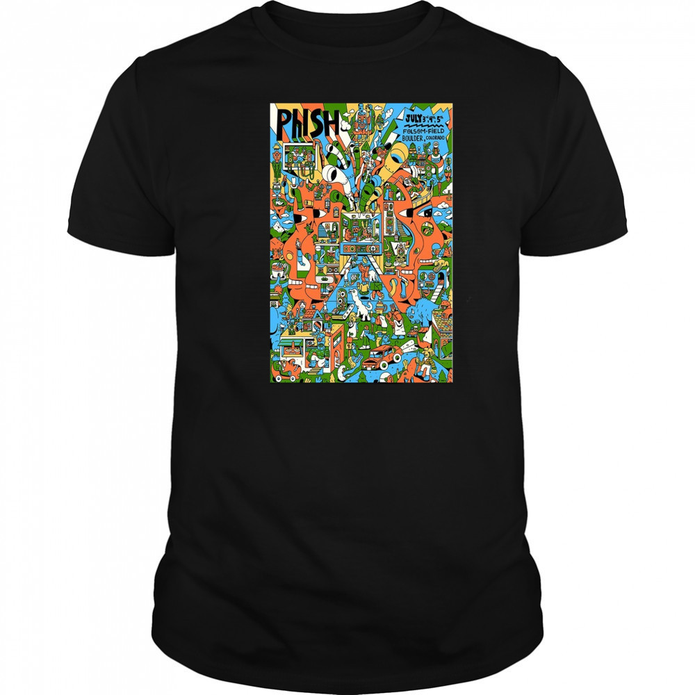 Phish On July 3-5 2025 Folsom Field Show Poster T-Shirt