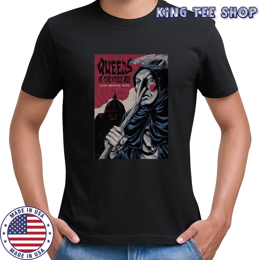 Queens Of The Stone Age Jul 15 2025 Piazza Duomo In Pistoia Italy Tour T-Shirt