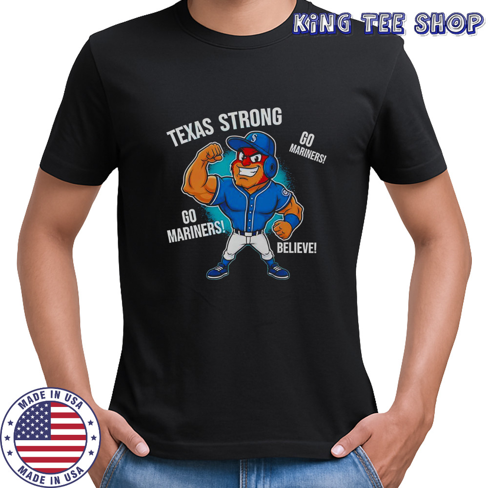 Seattle Mariners Texas Strong Mariner Moose Mascot Cartoon T-Shirt