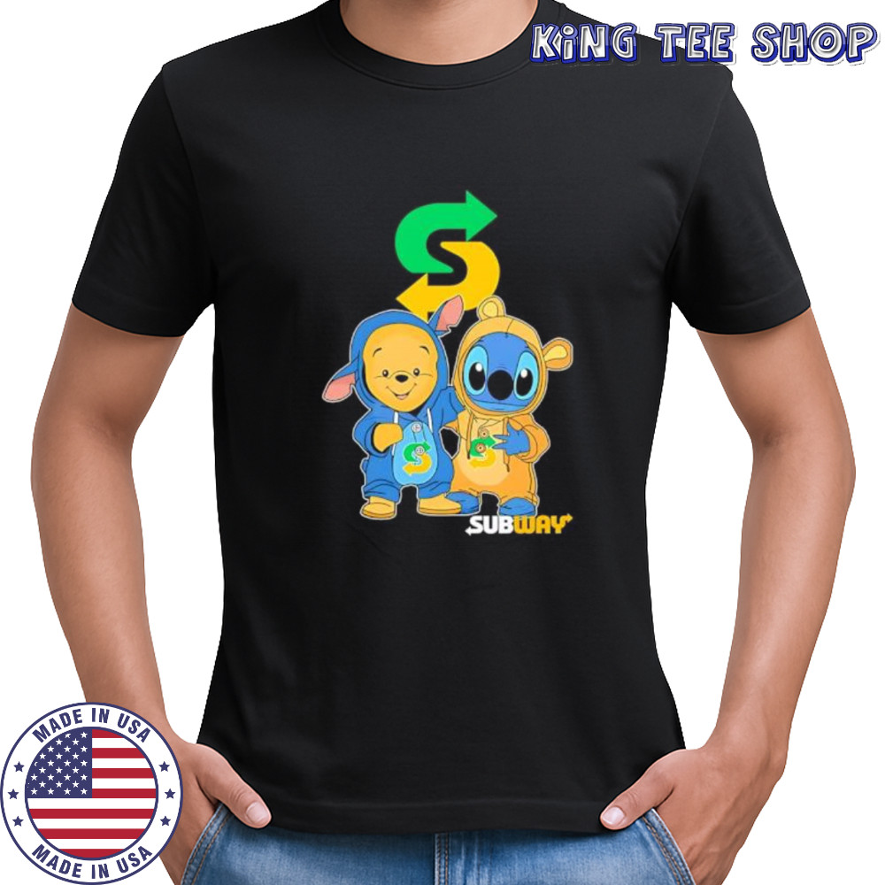 Subway pooh and stitch friends shirt