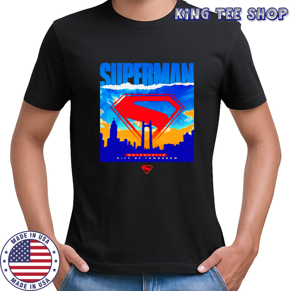 Superman metropolis city of tomorrow ripped poster shirt