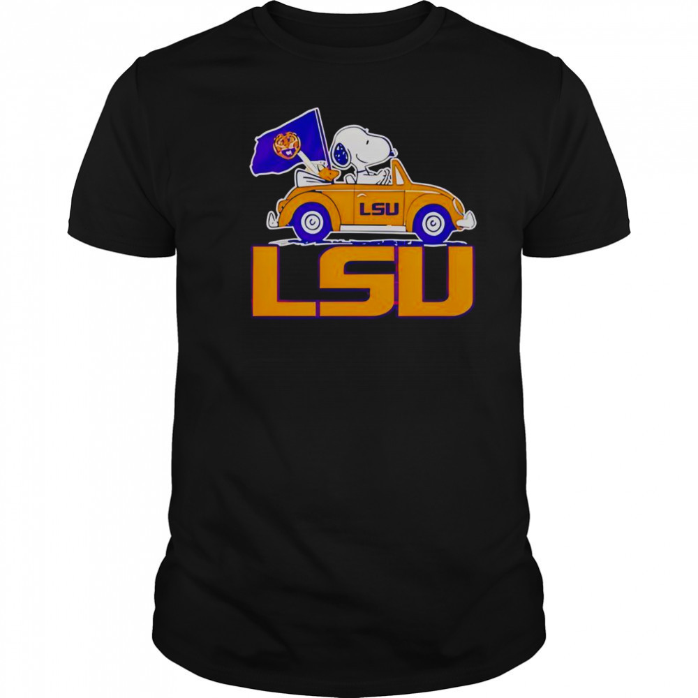 Top LSU Tigers Snoopy Go By Car T-Shirt