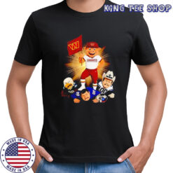 Washington Commanders mascot standing with flag shirt