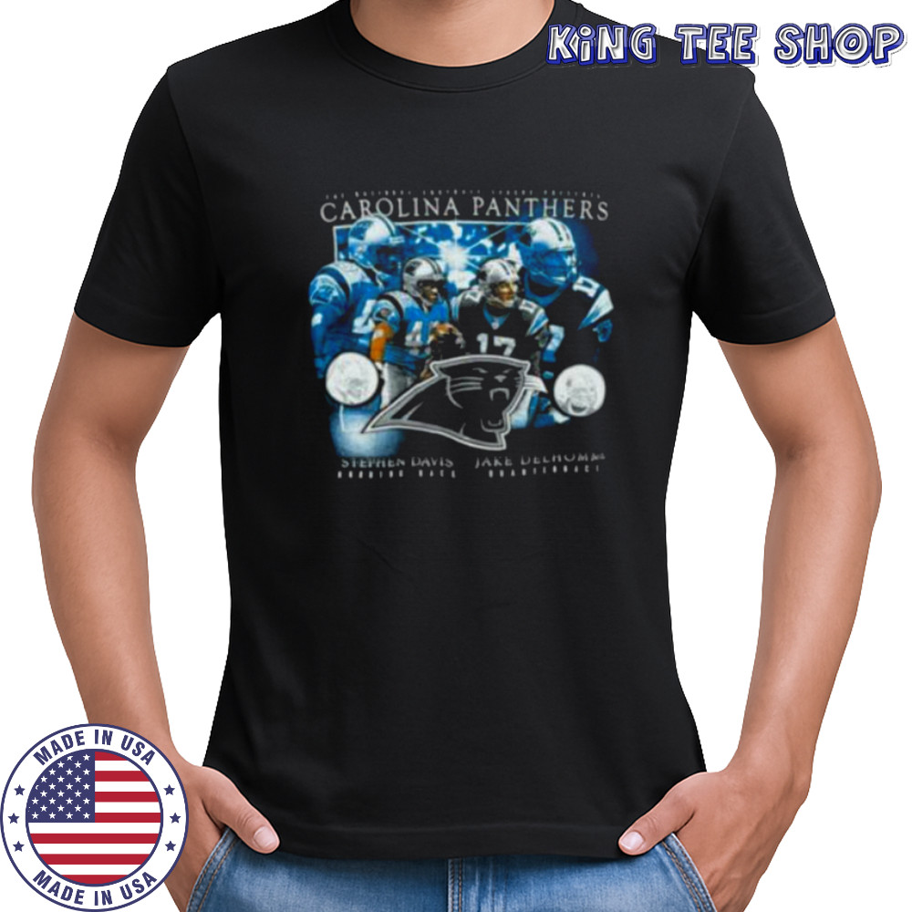 00’s Carolina Panthers Jake Delhomme Stephen Davis Vintage Black Star Players NFL Shirt