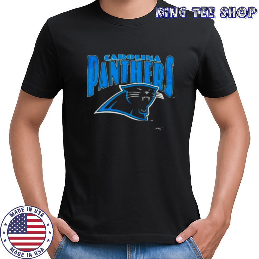 1993 Carolina Panthers Vintage Black Nutmeg Mills Big Logo Spellout NFL Shirt