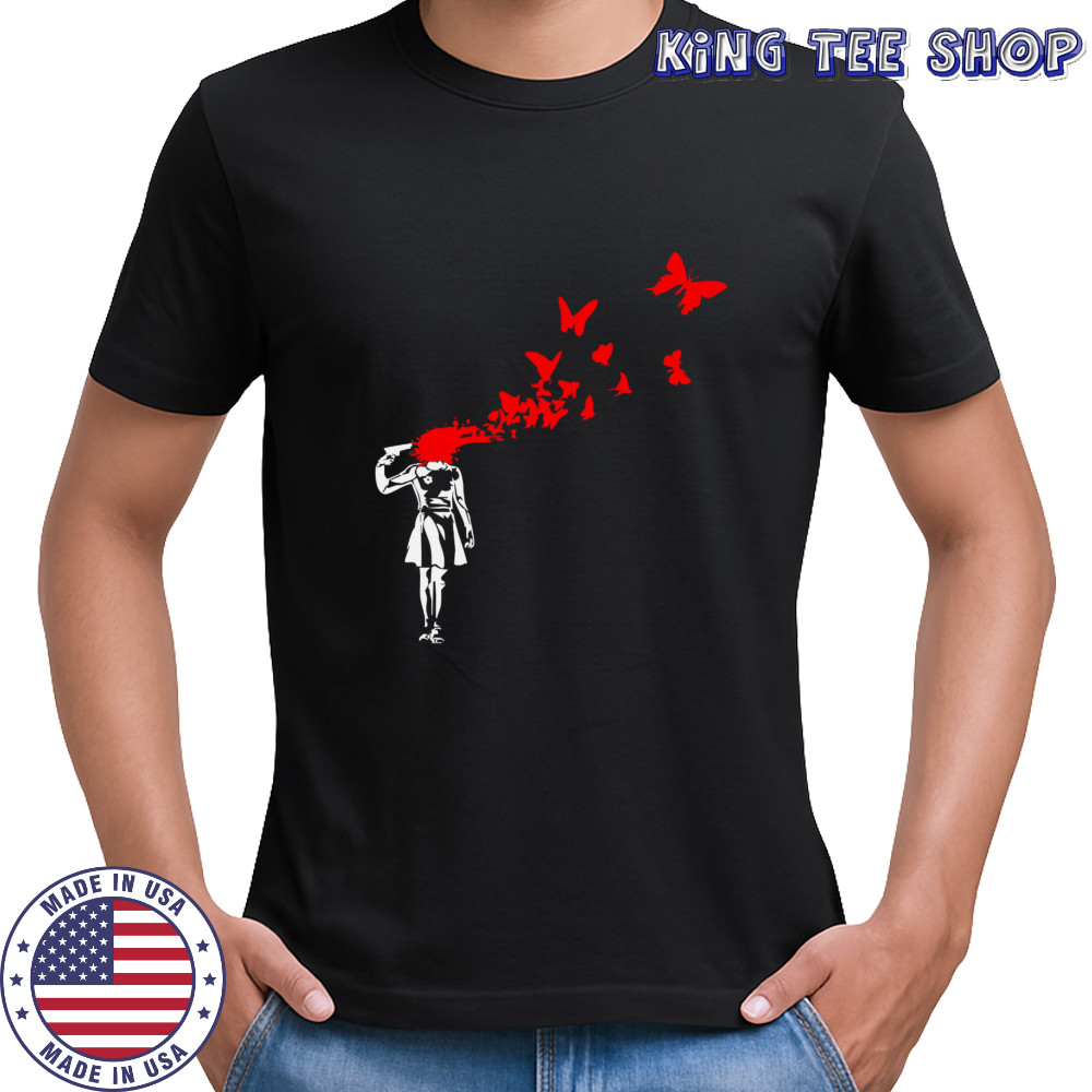 Banksy Butterflies Girl Street Graffiti Artist T-Shirt