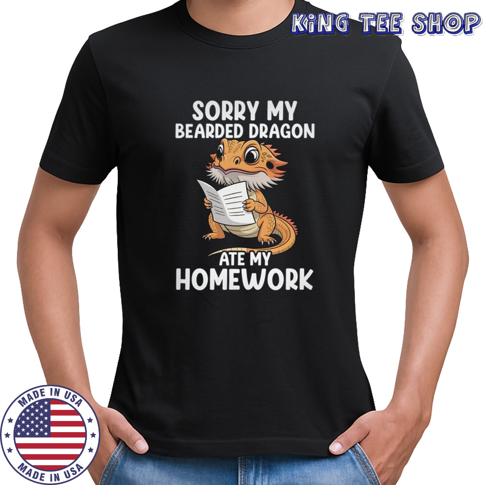 Bearded Dragon Ate Homework Funny Bearded Boys Girls Kids shirt