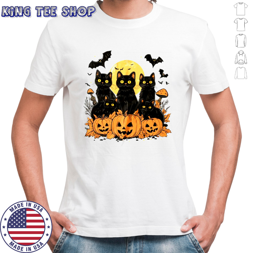 Black Cat Pumpkin Retro Halloween Cat Gothic Spooky Season shirt