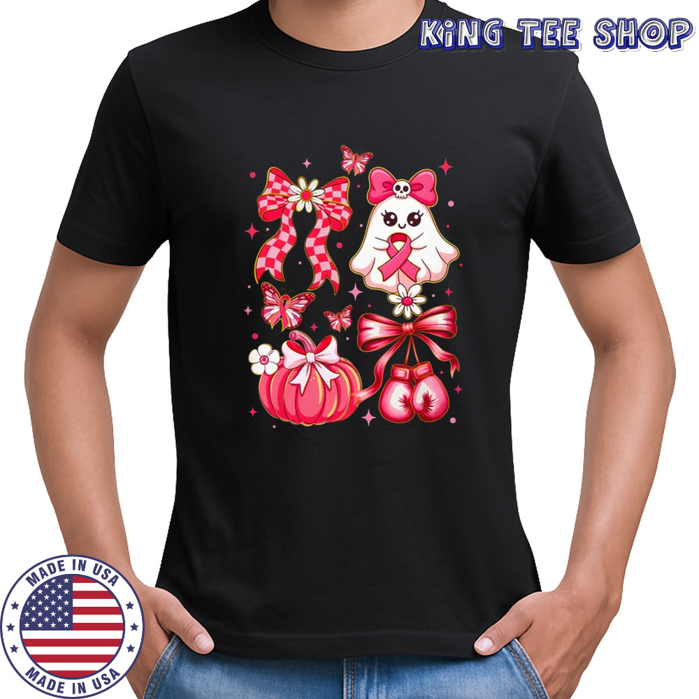 Breast Cancer Ghost Coquette Pink Ribbon Halloween Pumpkin shirt