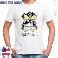 Camping Life Mom Messy Bun Mom Camping Life T-Shirt