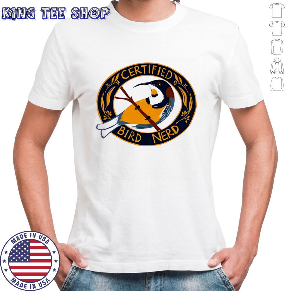 Certified Bird Nerd logo shirt