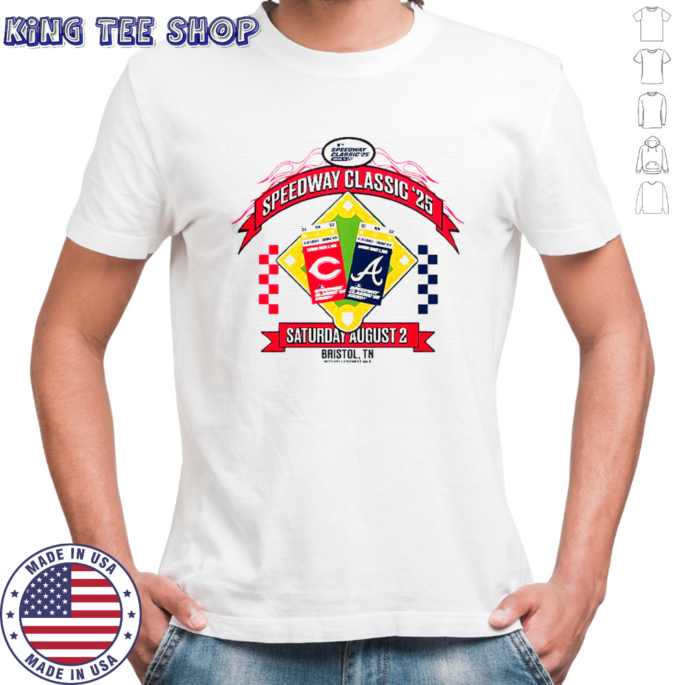 Cincinnati Reds vs Atlanta Braves 2025 MLB Speedway Classic Arch T-Shirt