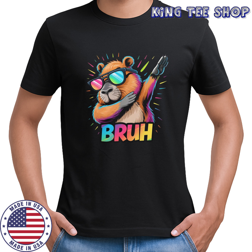 Dabbing Capy Bruh Teens Youth Kids Meme Rodent Lovers shirt
