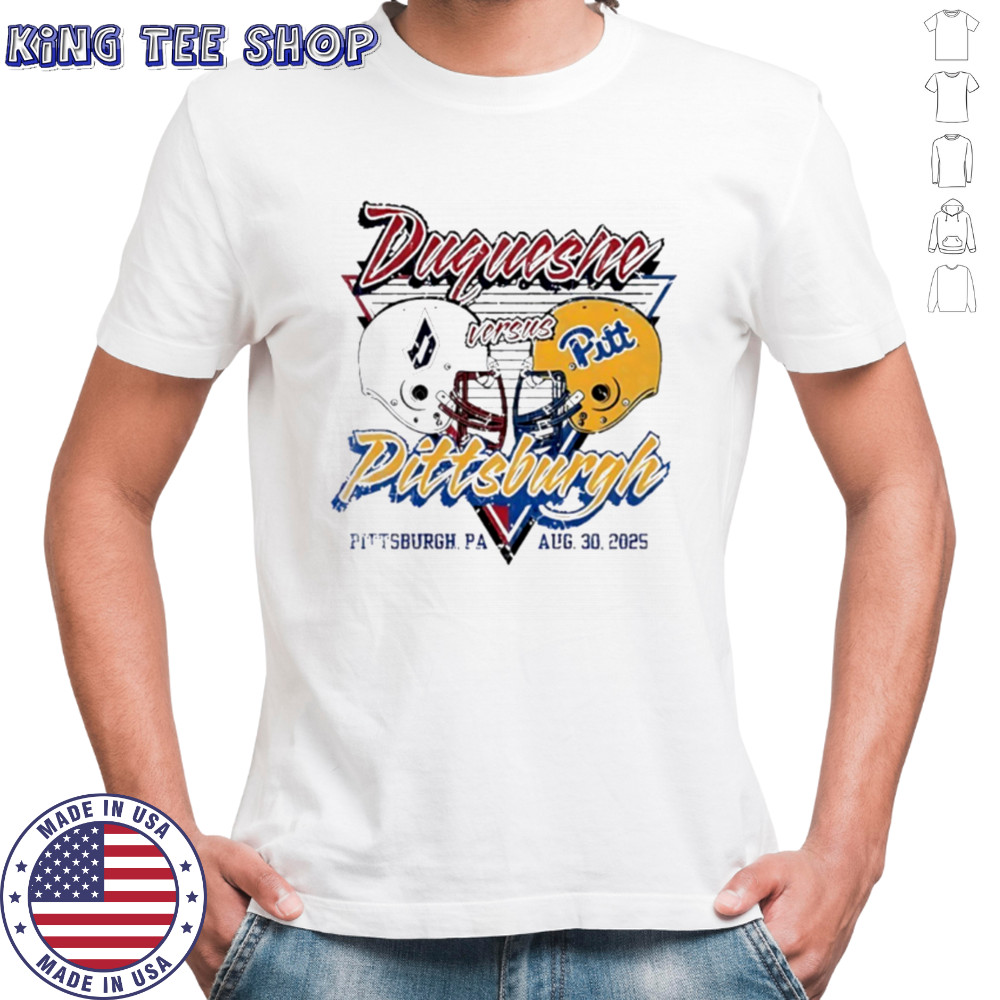 Duquesne Dukes vs Pitt Panthers 2025 NCAA helmet shirt