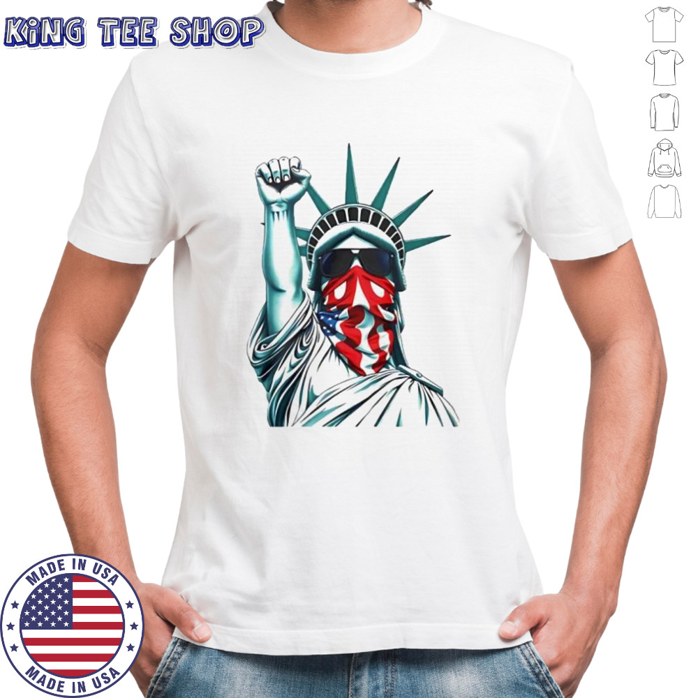 Liberty with American flag mask shirt